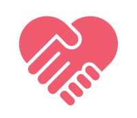 Pink holding hands in the shape of a heart